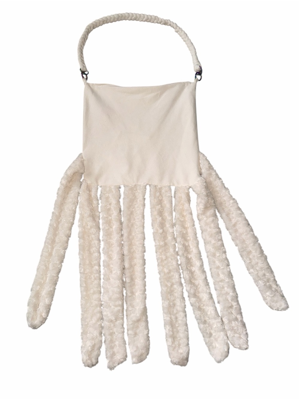 Cream Textured Fringe Shoulder Bag